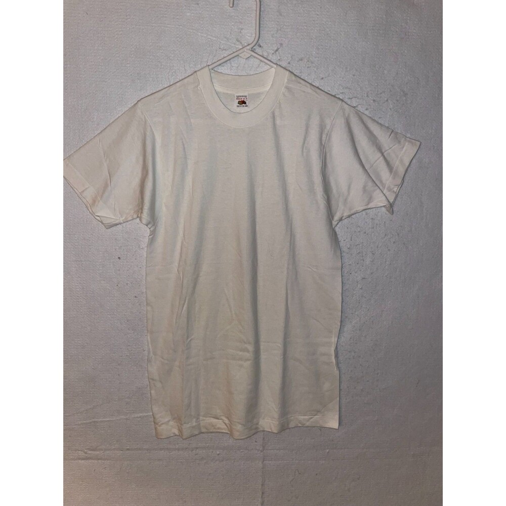 80s Vintage Fruit of The Loom Single Stitch White 100% Cotton Blank T Shirt USA